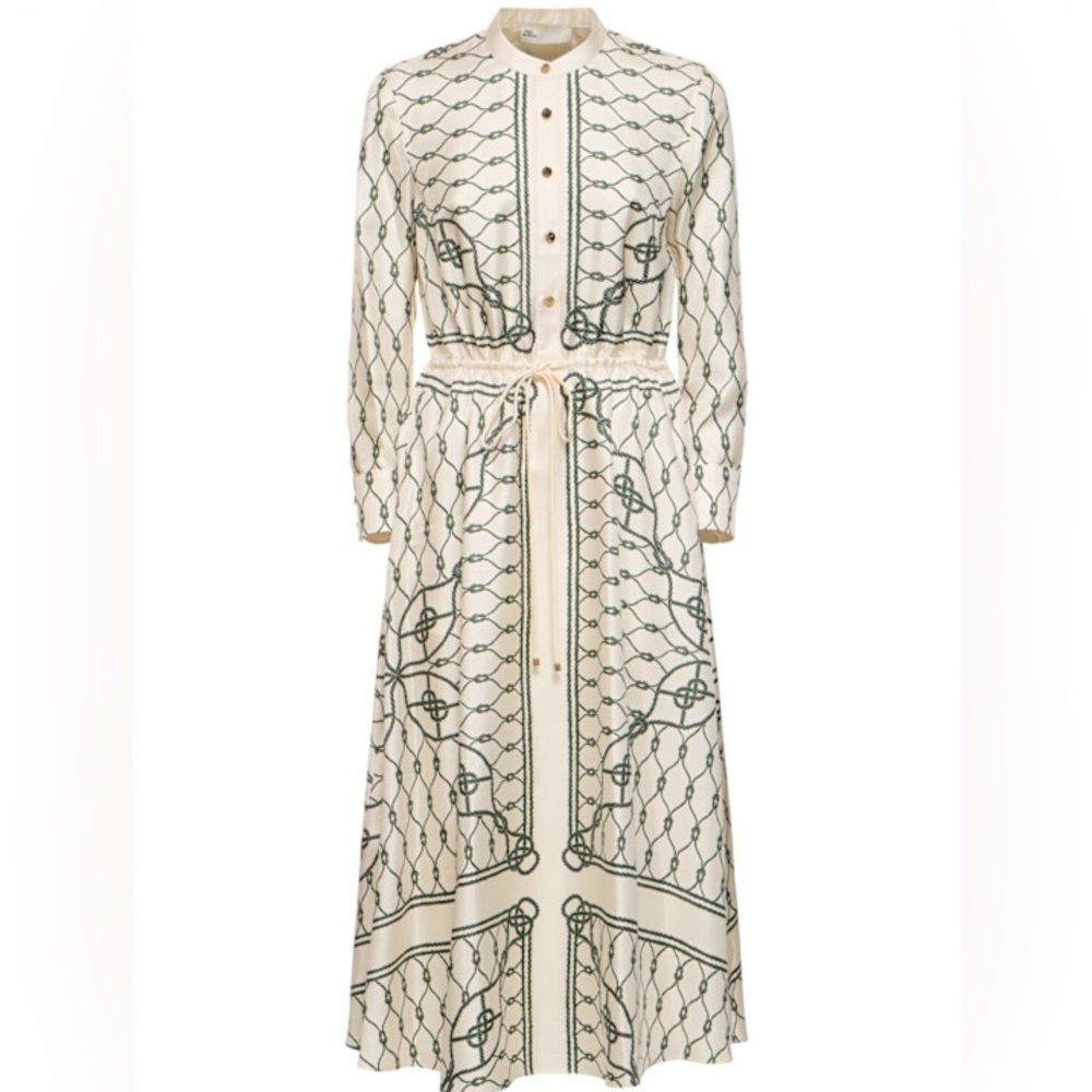 Tory Burch Knot Print Silk Shirtdress Women’s size 12
